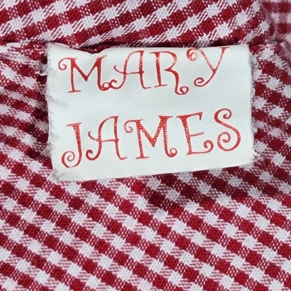MARY JAMES Christmas dress - Size 2T - corduroy red with gingham ribbon trim, bo - Picture 4 of 10